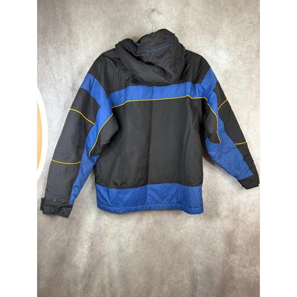 VTG Columbia Hooded‎ Anorak Jacket Black Blue Yellow Youth 14/16 Winter Ski Snow